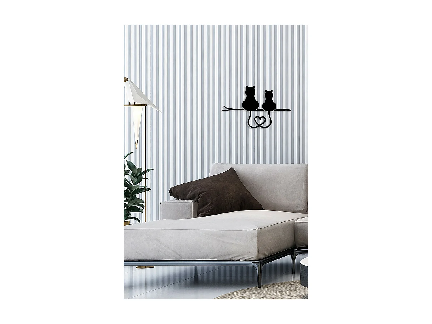 Decoração em Metal Gato 101, Preto, 60x0,15x37 cm, EPIKASA