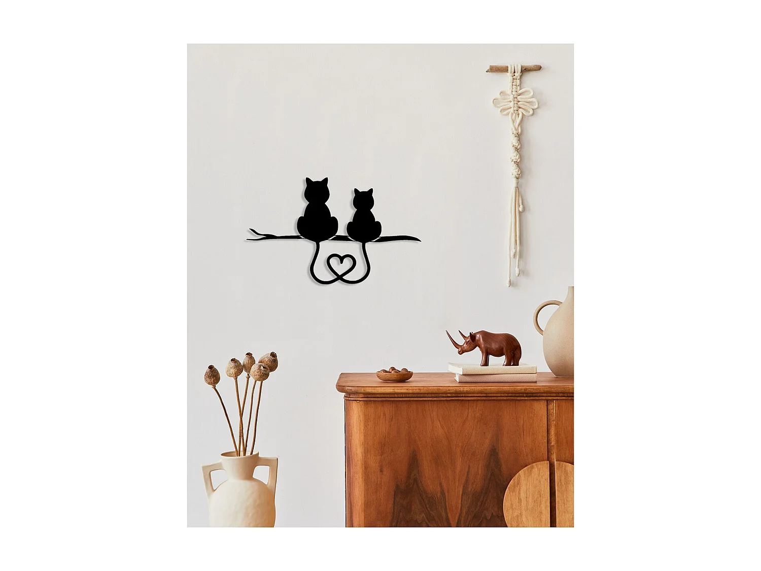 Decoração em Metal Gato 101, Preto, 60x0,15x37 cm, EPIKASA