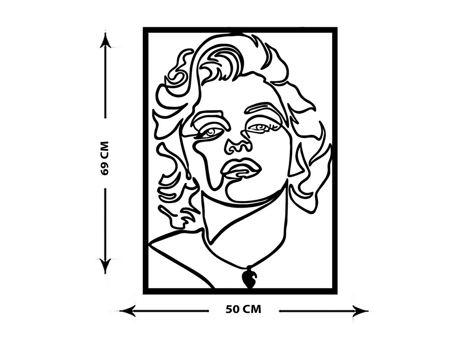 Decorazione in Metallo Marilin Monroe, Nero, 50x0,15x69 cm, EPIKASA