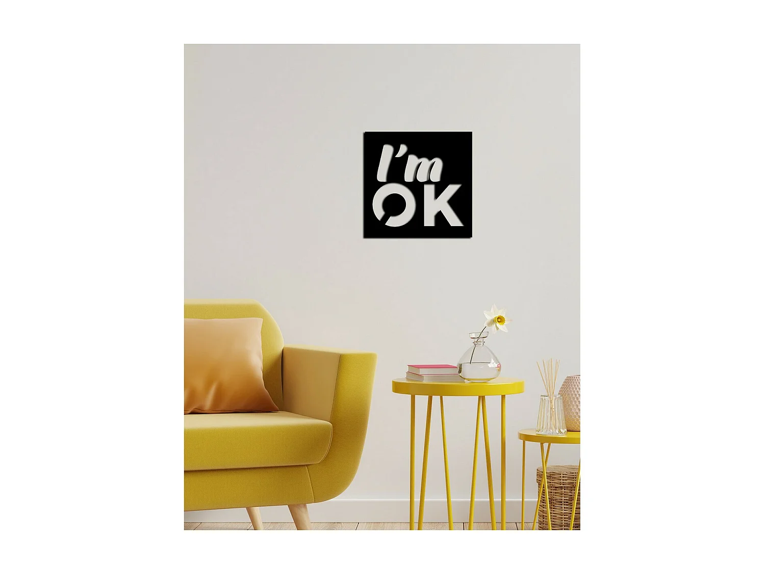 Decorazione in Metallo I'm Ok, Nero, 51x0,15x50 cm cm, EPIKASA