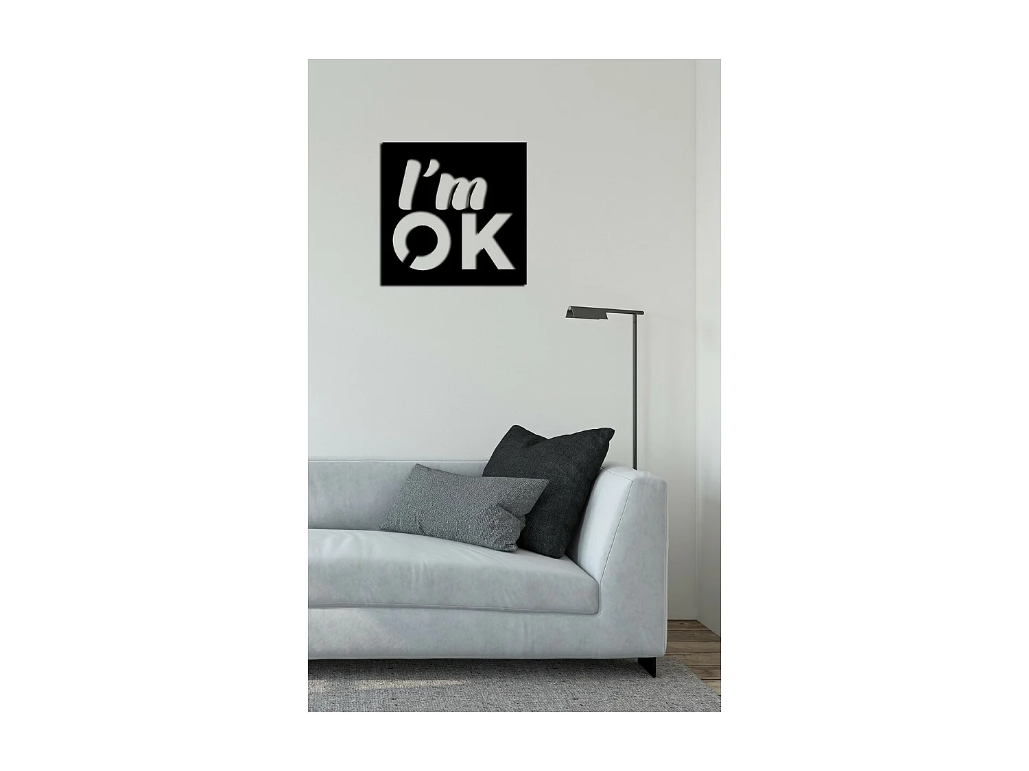 Decorazione in Metallo I'm Ok, Nero, 51x0,15x50 cm cm, EPIKASA