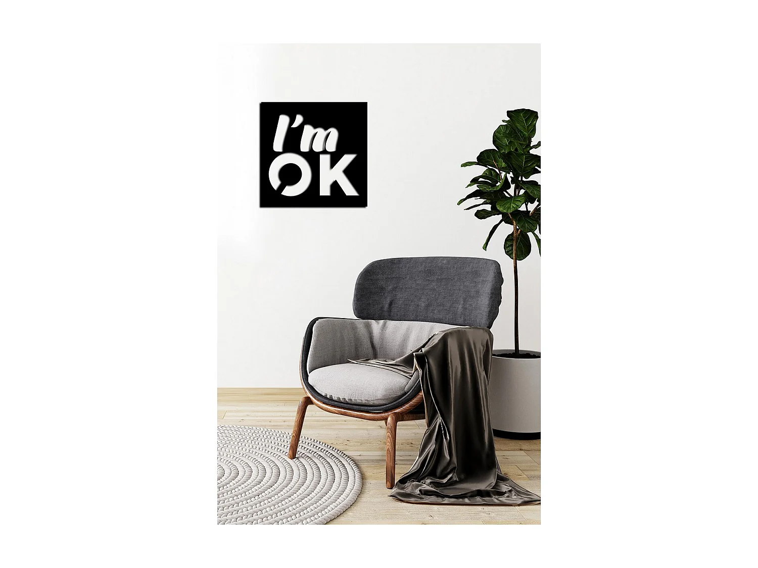 Decorazione in Metallo I'm Ok, Nero, 51x0,15x50 cm cm, EPIKASA