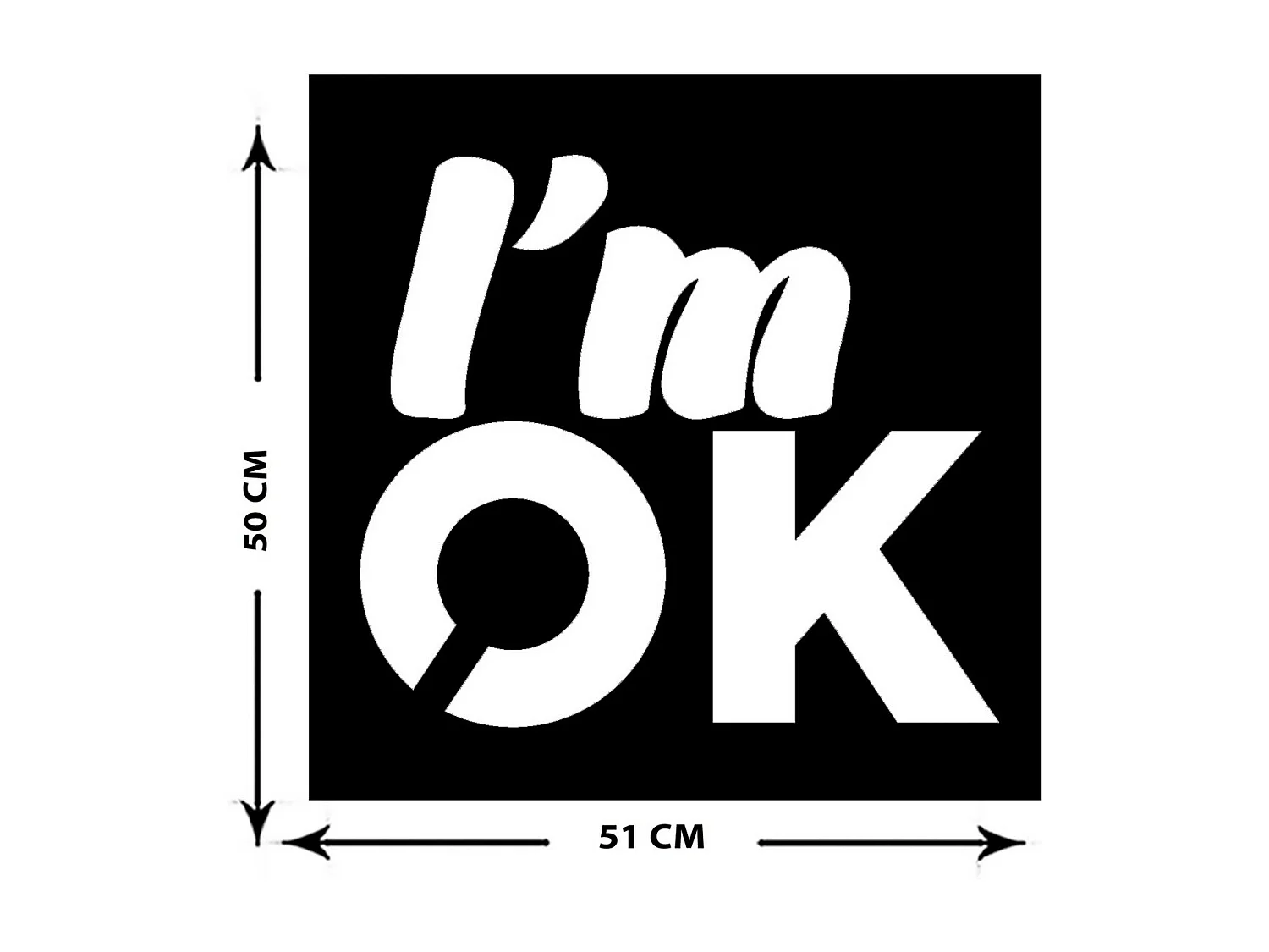 Decorazione in Metallo I'm Ok, Nero, 51x0,15x50 cm cm, EPIKASA