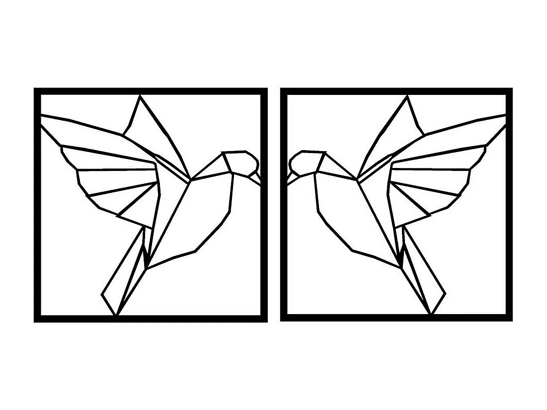 Décoration en Métal Oiseaux 20, Noir, 70x0,15x35 cm, EPIKASA