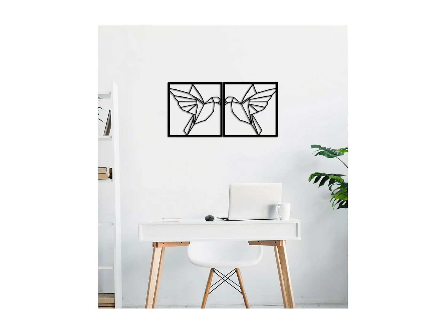 Décoration en Métal Oiseaux 20, Noir, 70x0,15x35 cm, EPIKASA