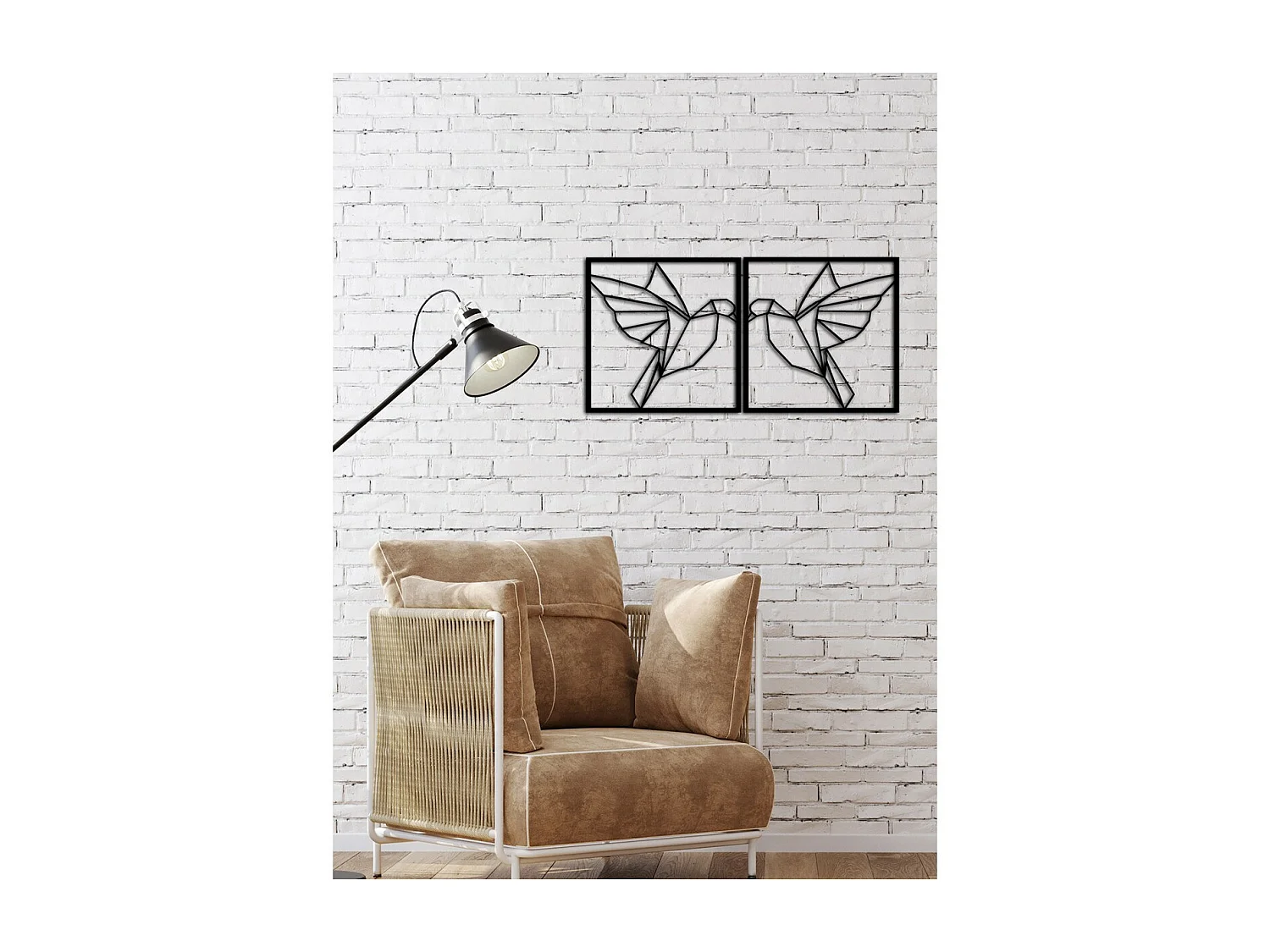 Décoration en Métal Oiseaux 20, Noir, 70x0,15x35 cm, EPIKASA