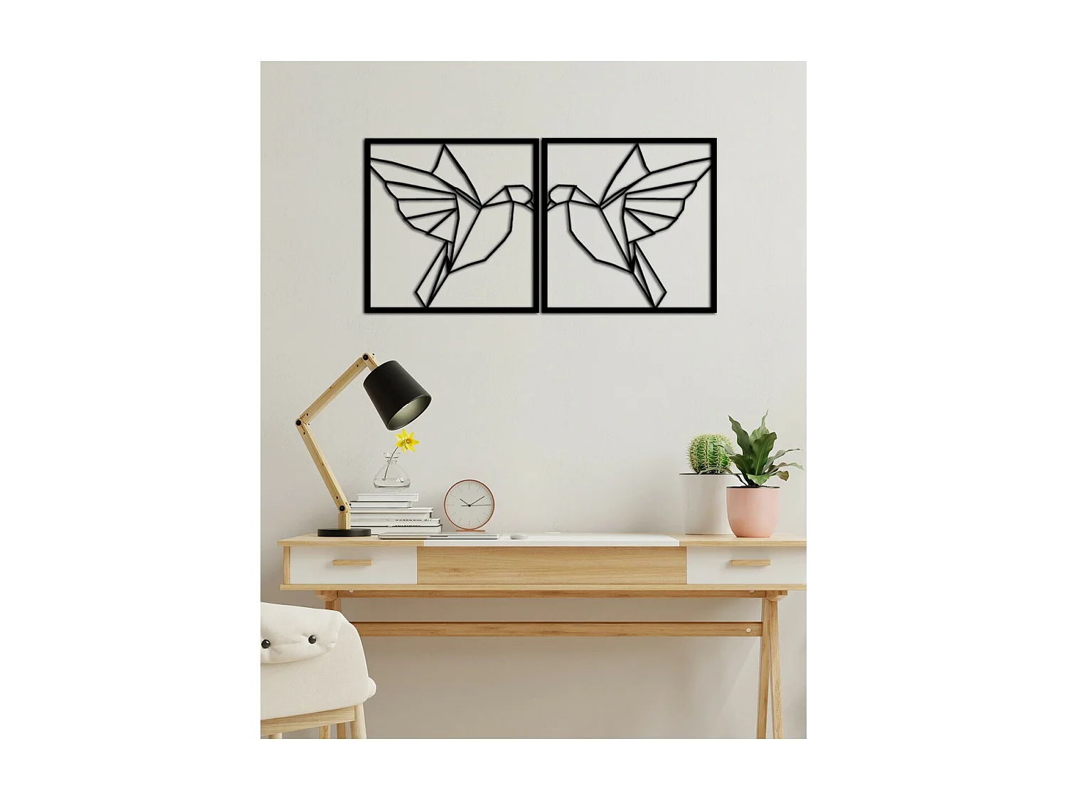 Décoration en Métal Oiseaux 20, Noir, 70x0,15x35 cm, EPIKASA