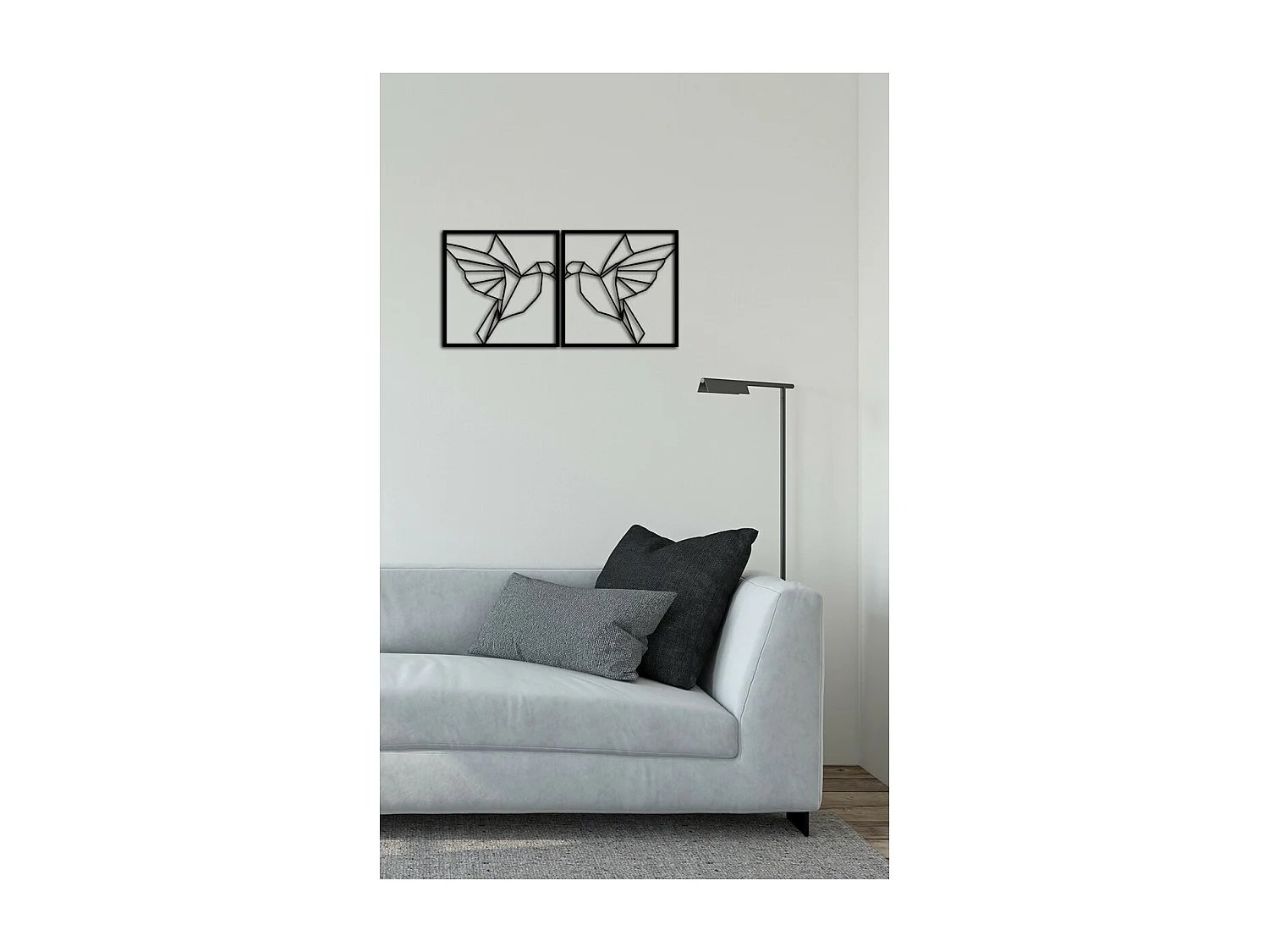 Décoration en Métal Oiseaux 20, Noir, 70x0,15x35 cm, EPIKASA