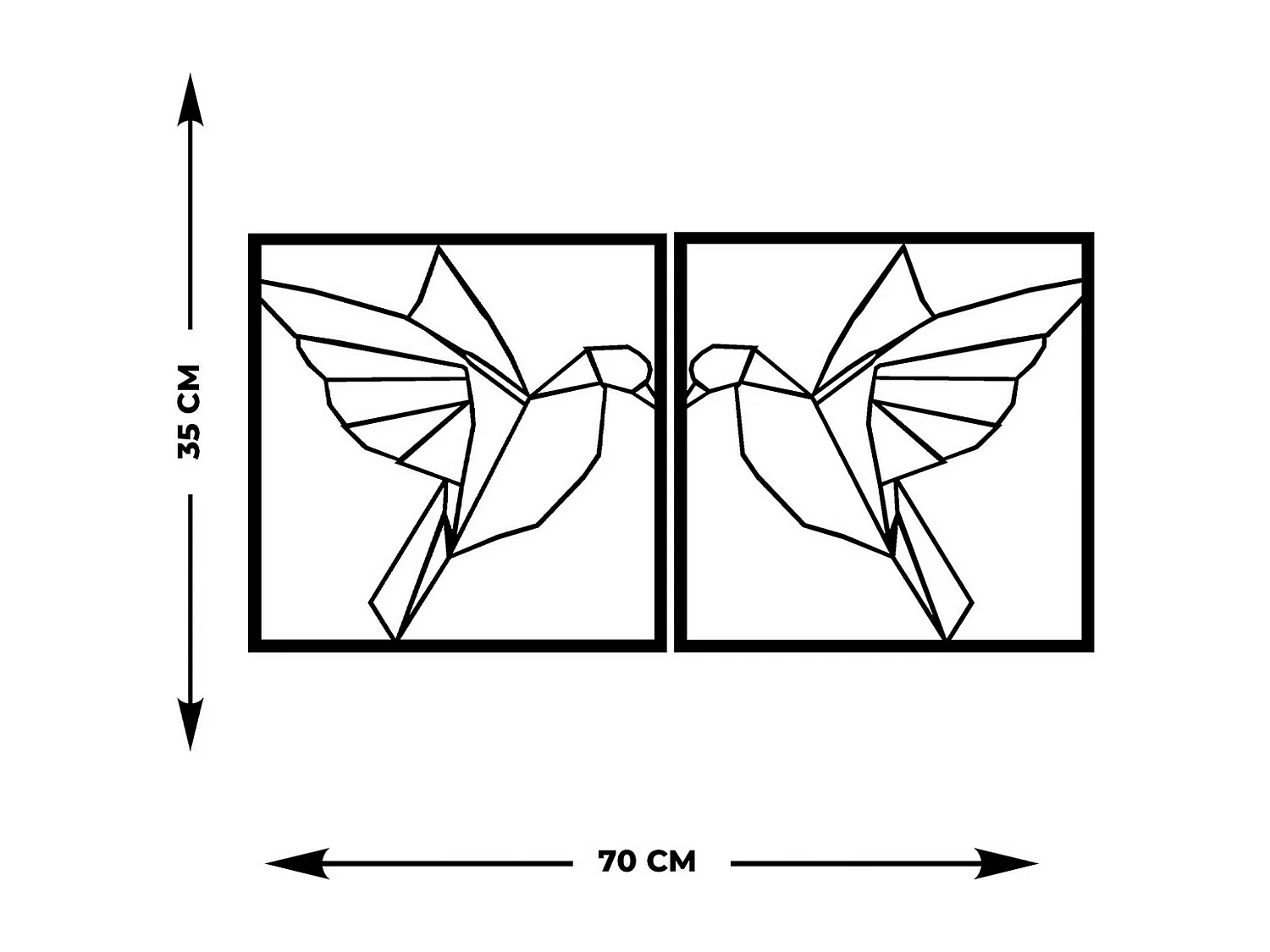 Décoration en Métal Oiseaux 20, Noir, 70x0,15x35 cm, EPIKASA