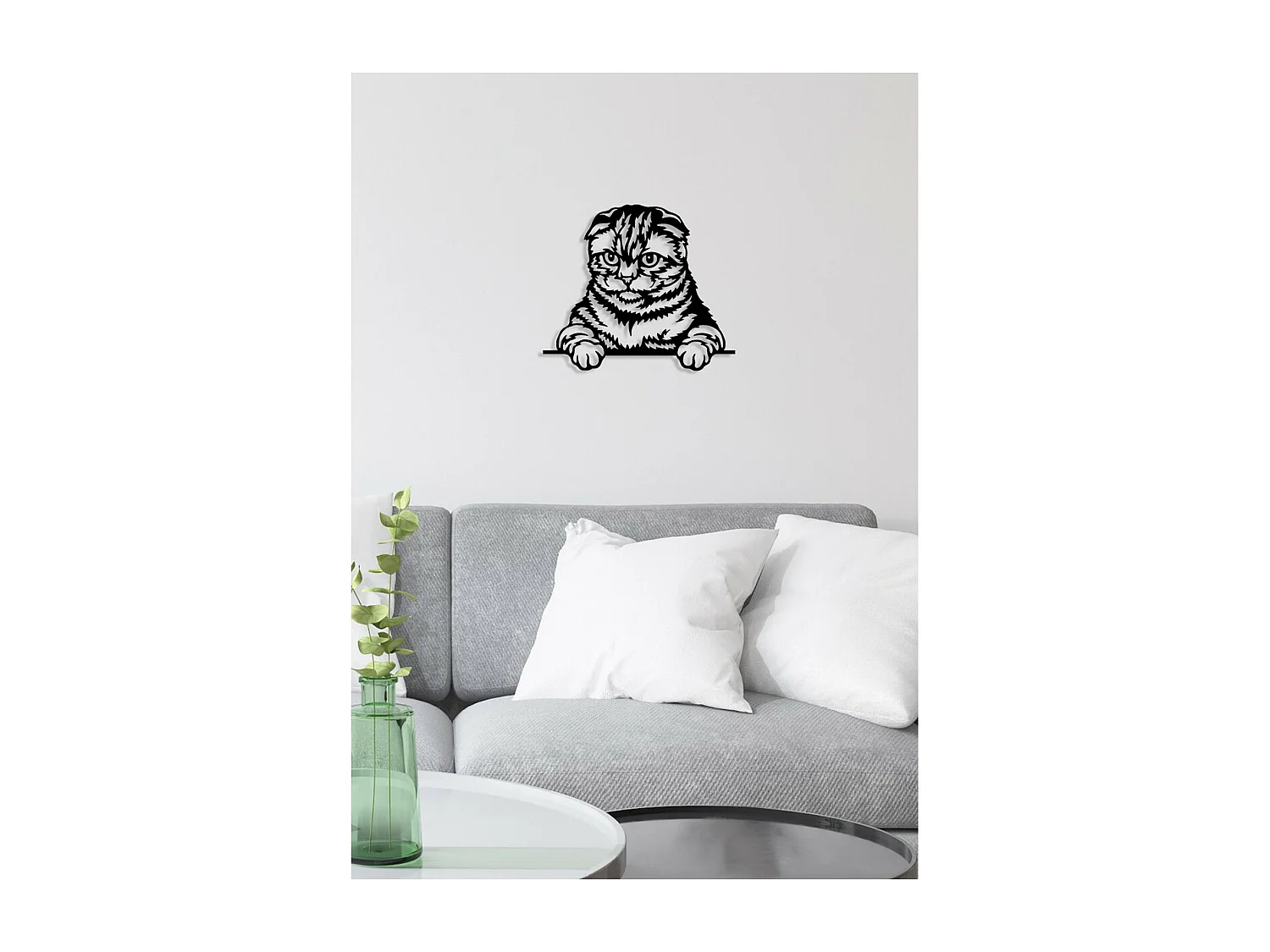 Décoration en Métal Chat 49, Noir, 50x0,15x44 cm, EPIKASA