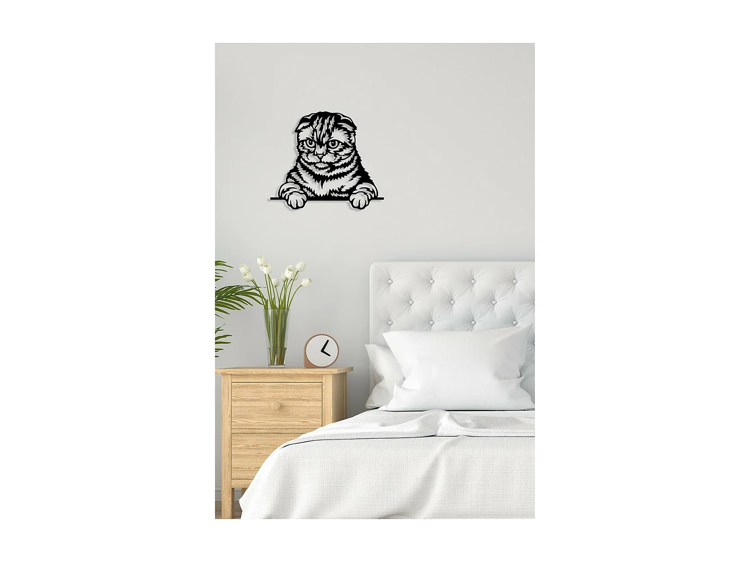 Décoration en Métal Chat 49, Noir, 50x0,15x44 cm, EPIKASA