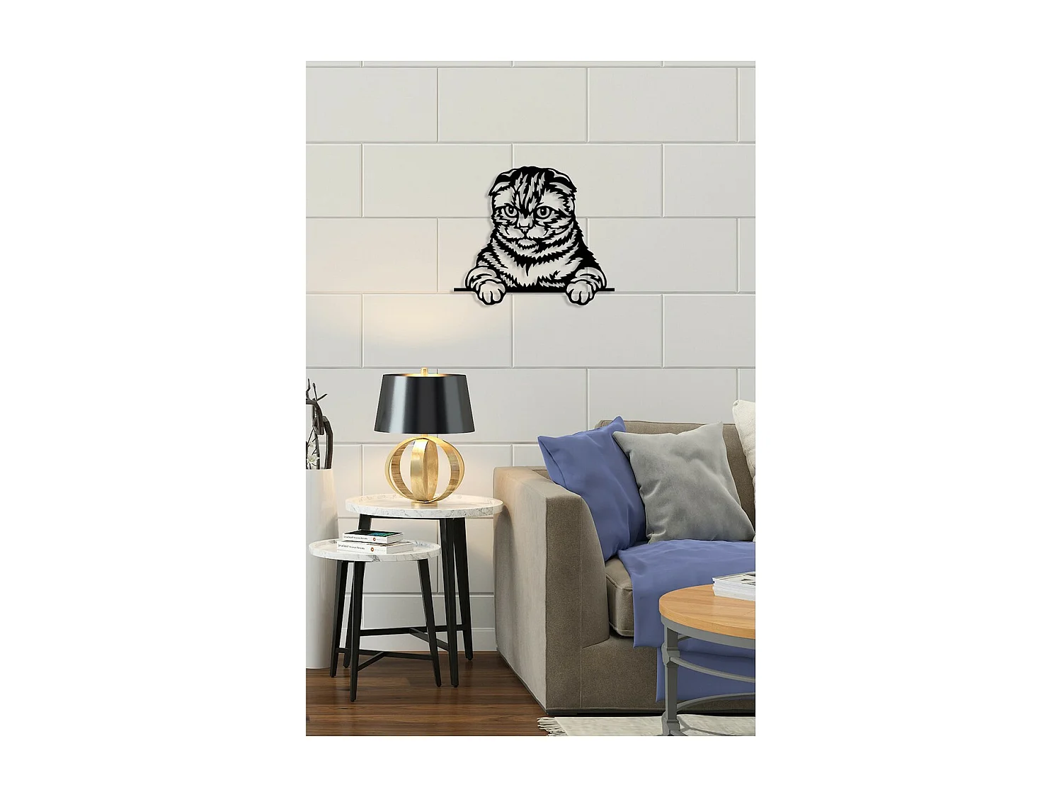 Décoration en Métal Chat 49, Noir, 50x0,15x44 cm, EPIKASA