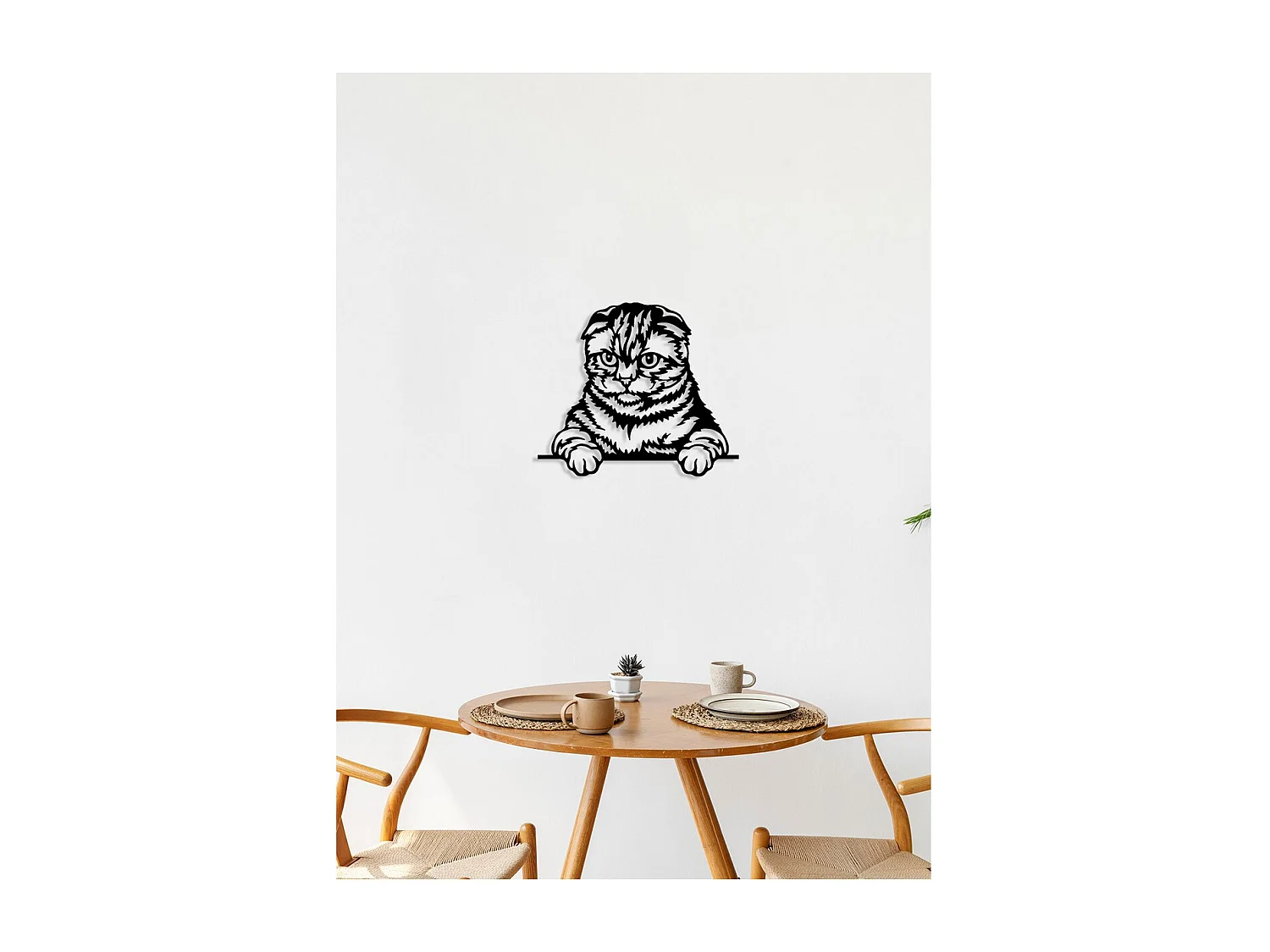 Décoration en Métal Chat 49, Noir, 50x0,15x44 cm, EPIKASA