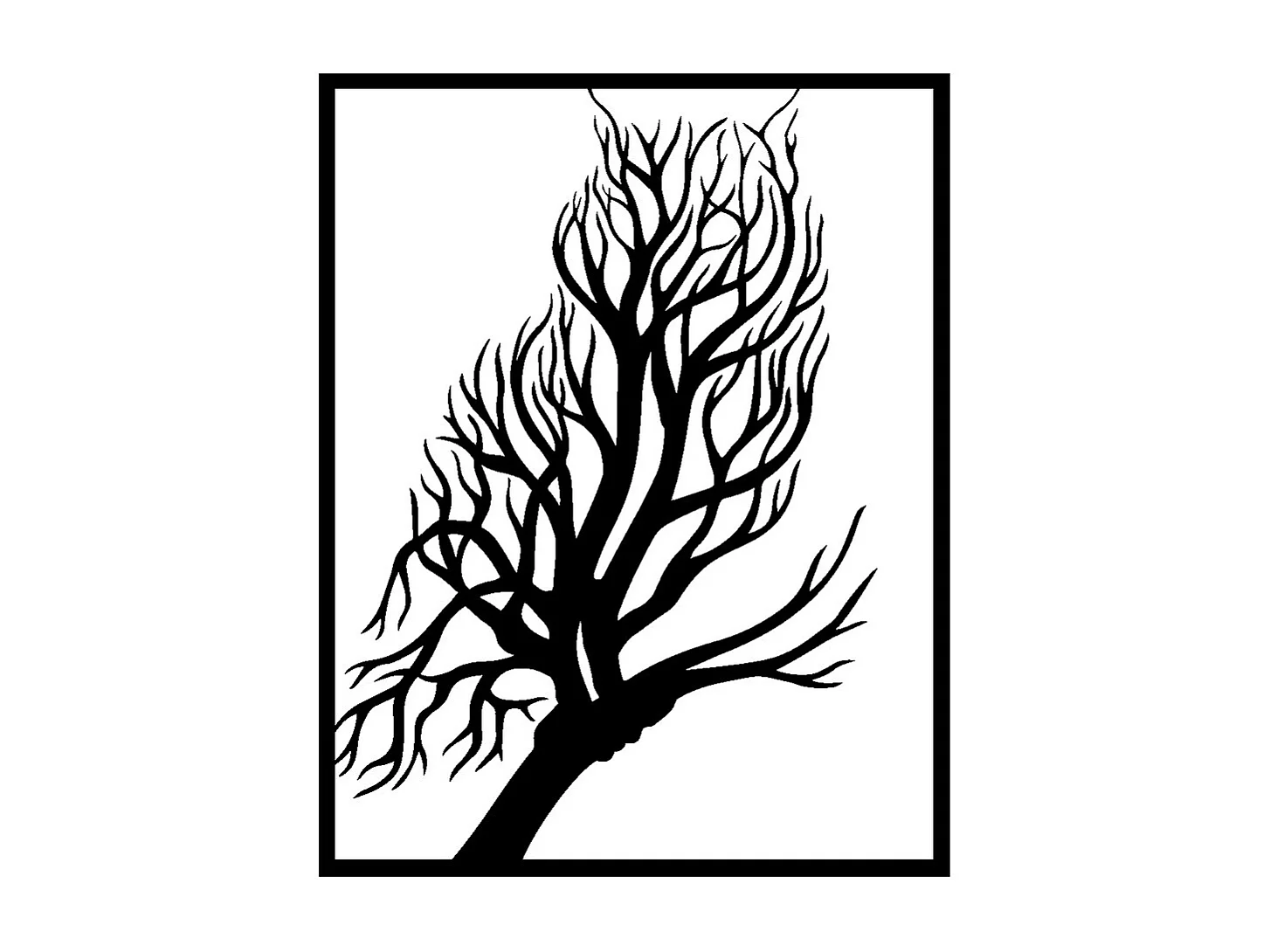 Metalen Decoratie Boom 34, Zwart, 39x0,15x50 cm, EPIKASA