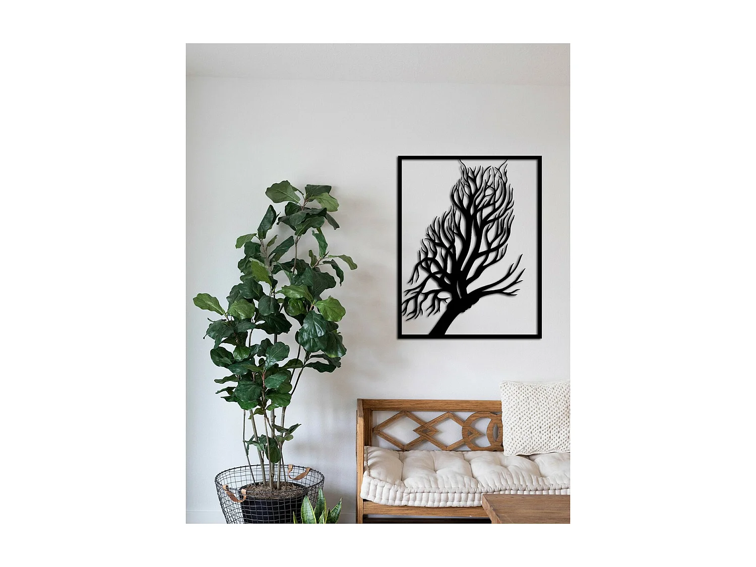 Metalen Decoratie Boom 34, Zwart, 39x0,15x50 cm, EPIKASA