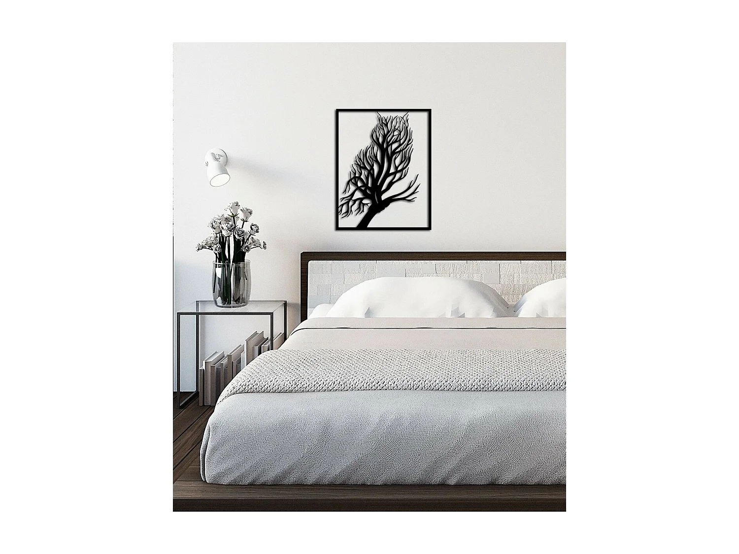 Metalen Decoratie Boom 34, Zwart, 39x0,15x50 cm, EPIKASA