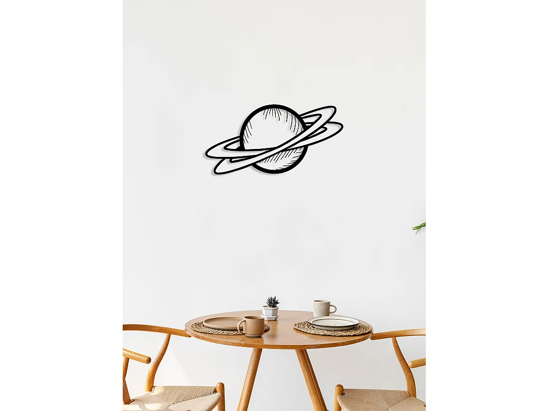 Decoração em Metal Planeta 1, Preto, 70x0,15x36 cm, EPIKASA