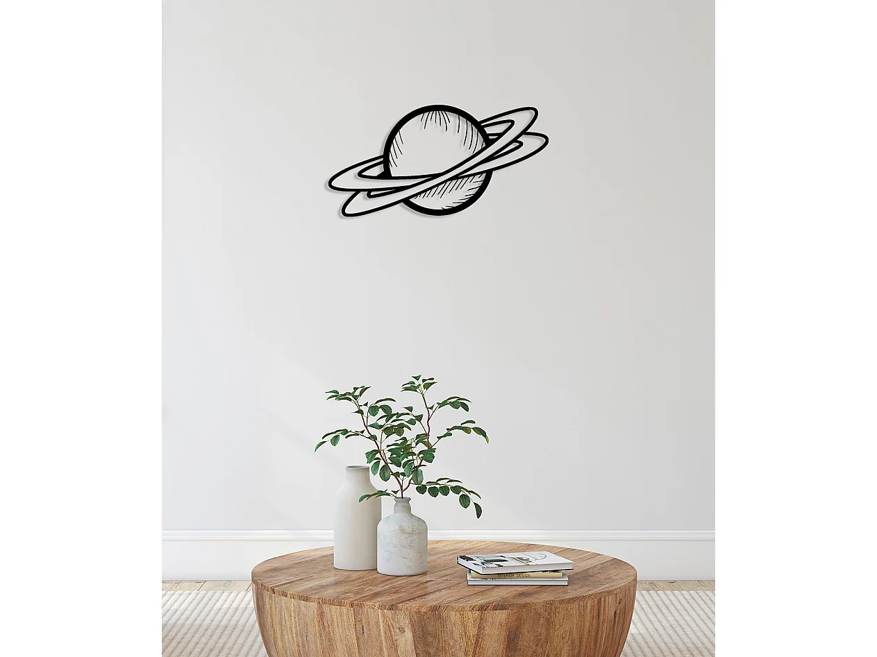 Decoração em Metal Planeta 1, Preto, 70x0,15x36 cm, EPIKASA