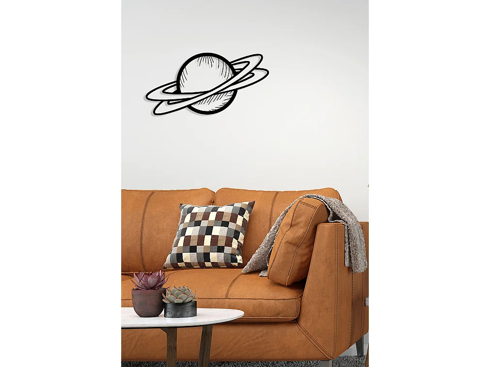 Decoração em Metal Planeta 1, Preto, 70x0,15x36 cm, EPIKASA