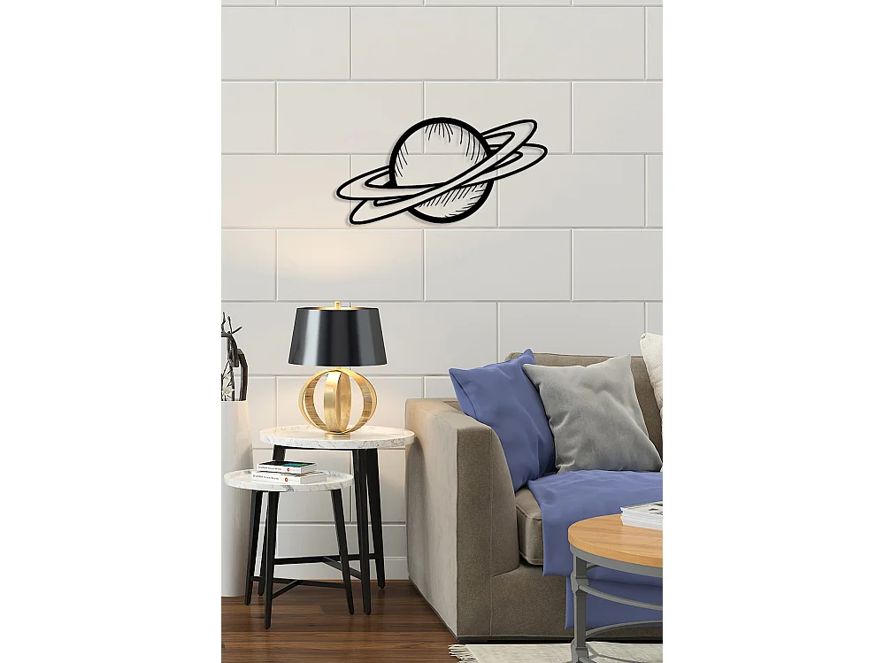 Decoração em Metal Planeta 1, Preto, 70x0,15x36 cm, EPIKASA