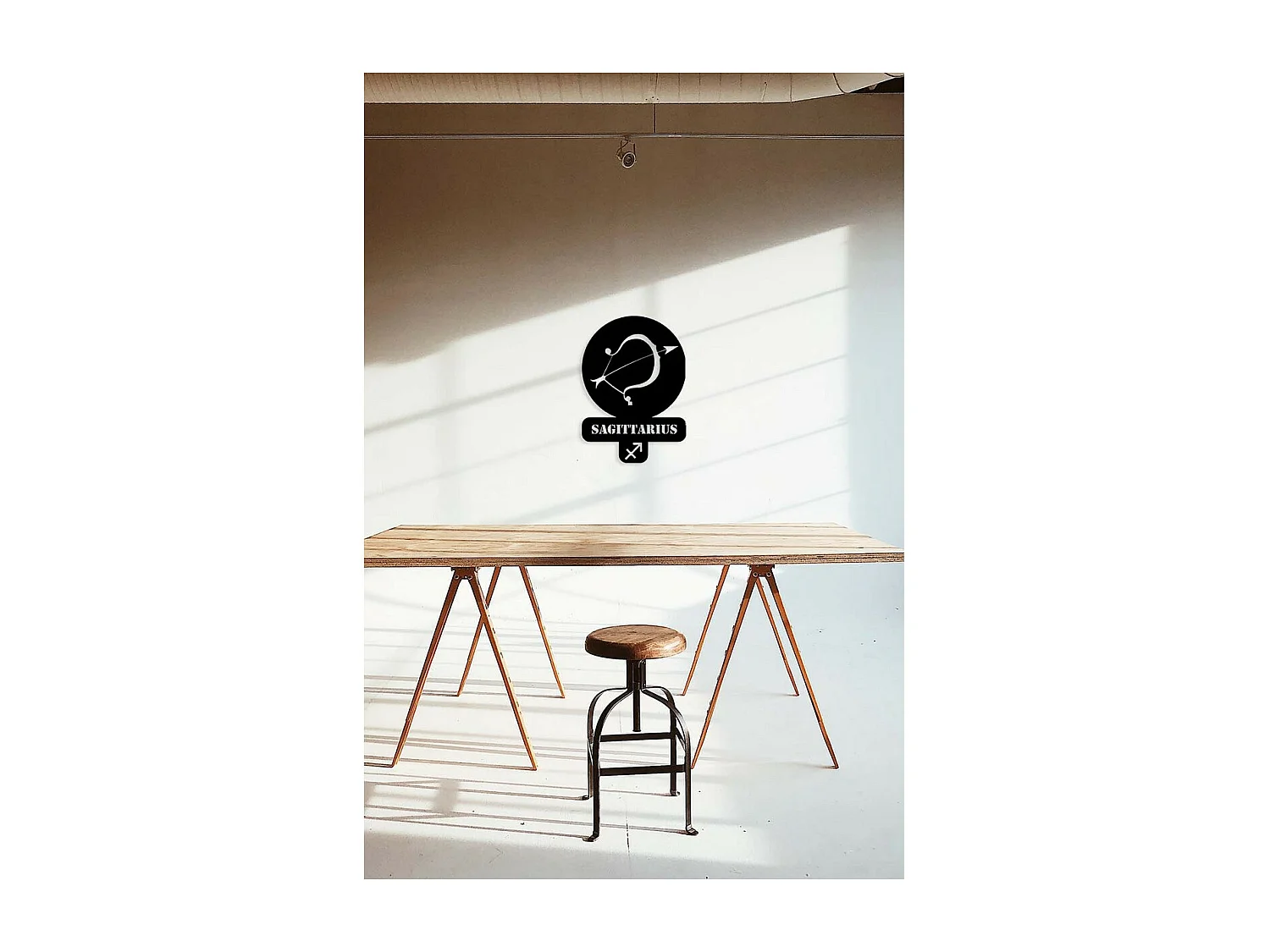 Metalen Decoratie Boogschutter Horoscoop 3, Zwart, 36x0,15x50 cm, EPIKASA