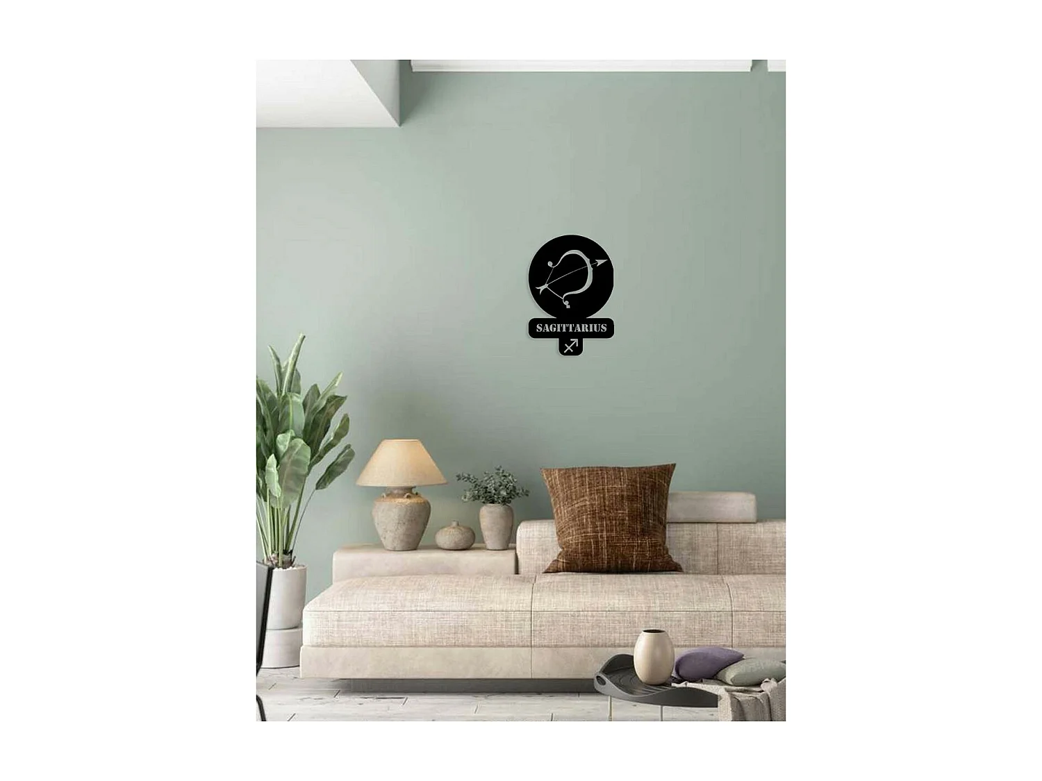 Metalen Decoratie Boogschutter Horoscoop 3, Zwart, 36x0,15x50 cm, EPIKASA