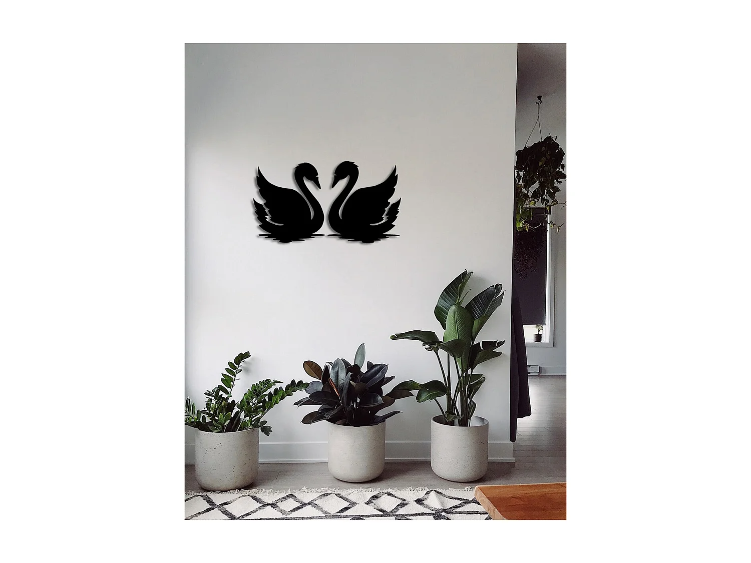 Décoration en Métal Cygne 2, Noir, 80x0,15x42 cm, EPIKASA