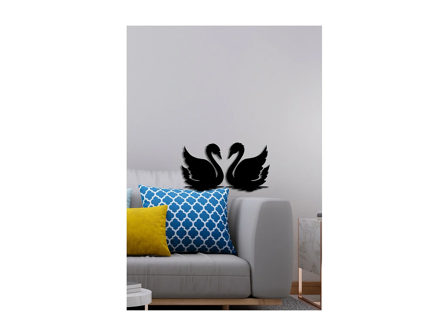 Décoration en Métal Cygne 2, Noir, 80x0,15x42 cm, EPIKASA