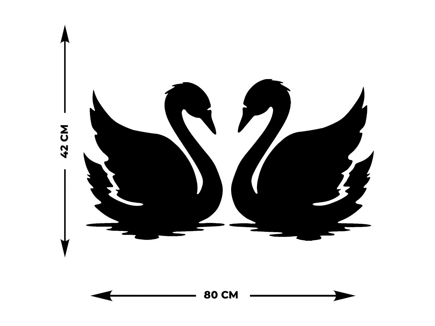 Décoration en Métal Cygne 2, Noir, 80x0,15x42 cm, EPIKASA