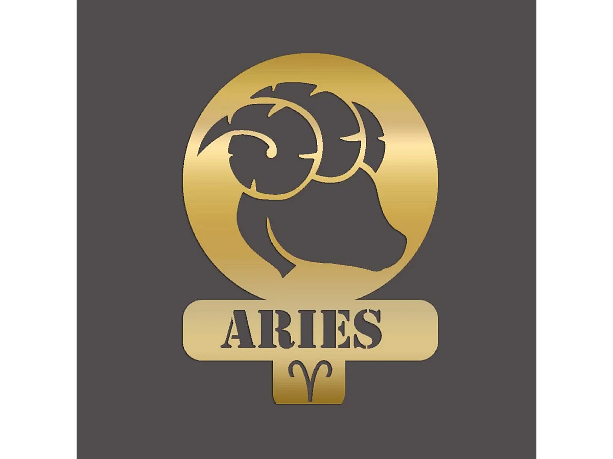 Décoration en Métal Horoscope Bélier 5, Or, 36x0,15x50 cm, EPIKASA