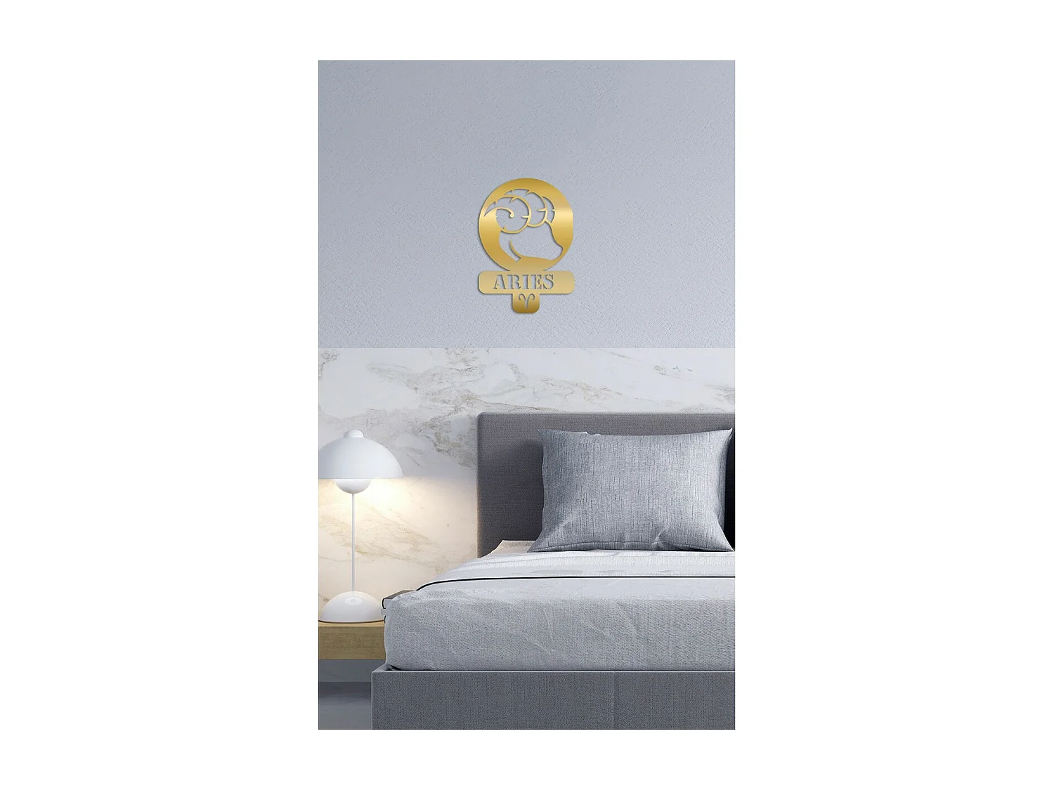 Décoration en Métal Horoscope Bélier 5, Or, 36x0,15x50 cm, EPIKASA