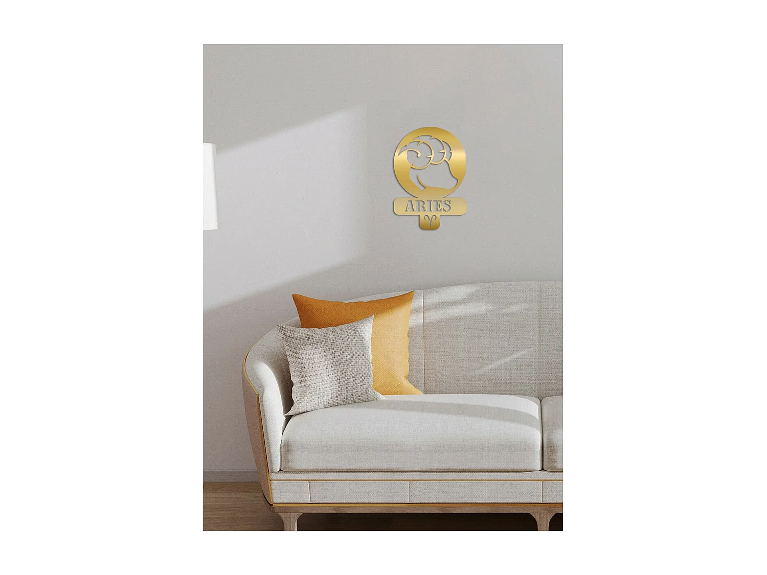 Décoration en Métal Horoscope Bélier 5, Or, 36x0,15x50 cm, EPIKASA