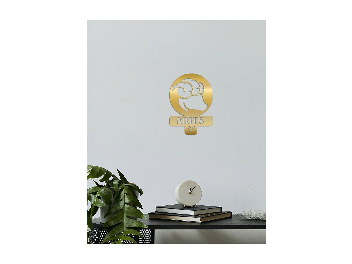 Décoration en Métal Horoscope Bélier 5, Or, 36x0,15x50 cm, EPIKASA