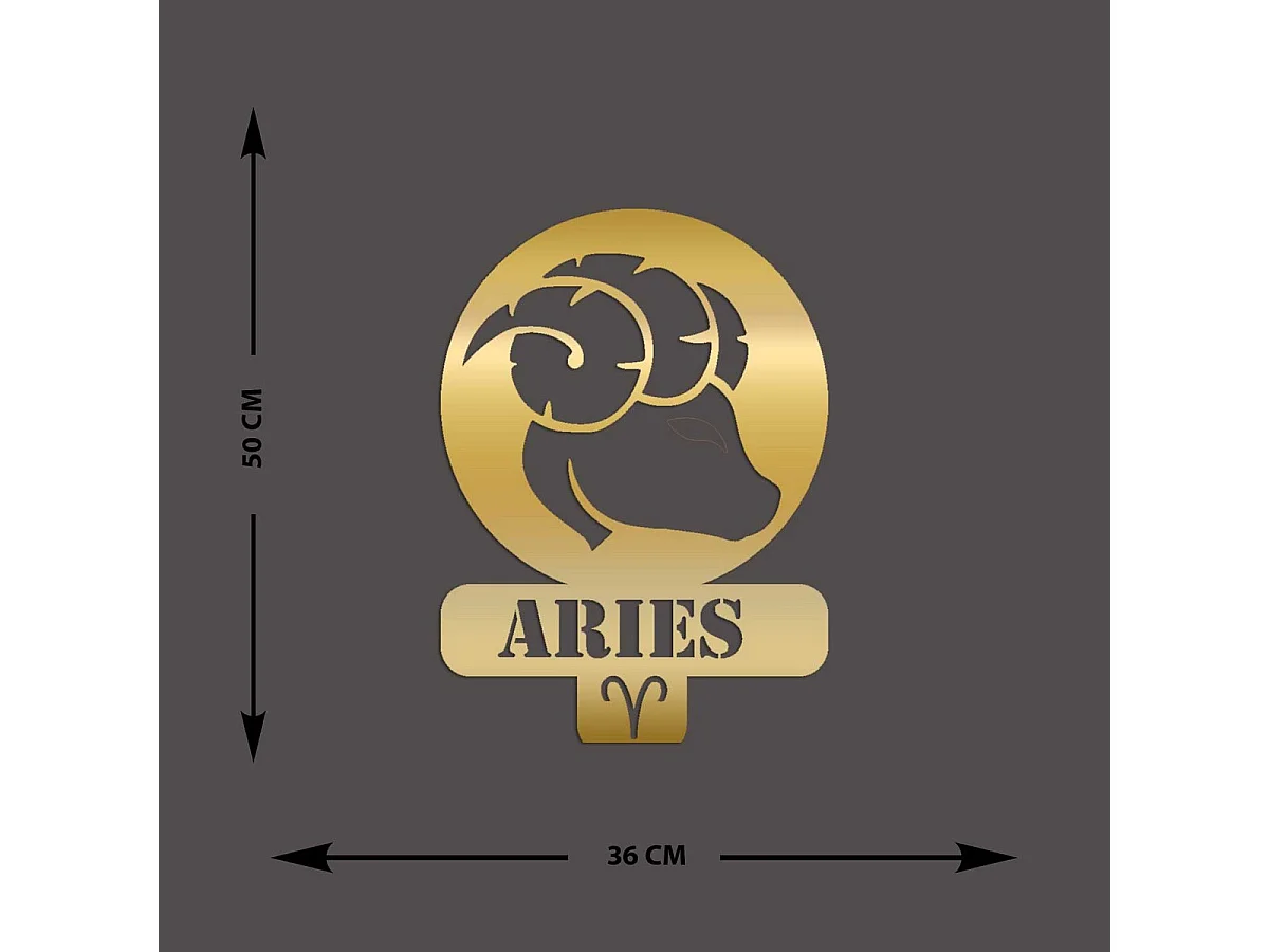 Décoration en Métal Horoscope Bélier 5, Or, 36x0,15x50 cm, EPIKASA