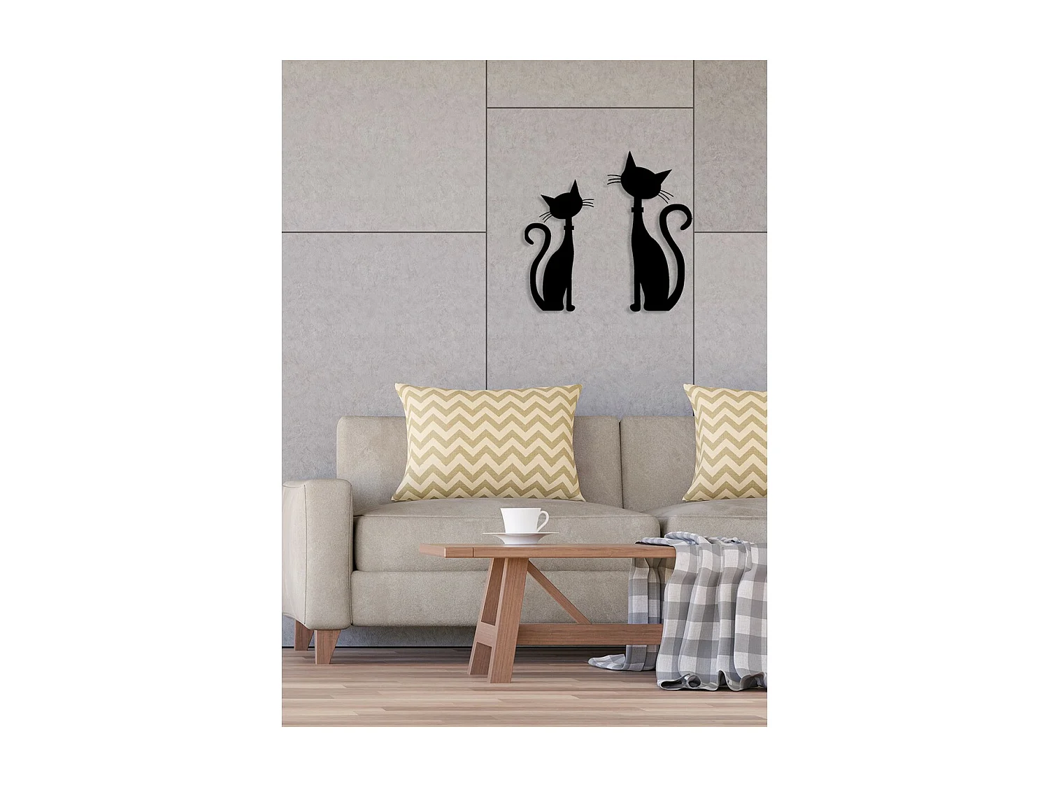 Metalen Decoratie Kat 138, Zwart, 58x0,15x59 cm, EPIKASA