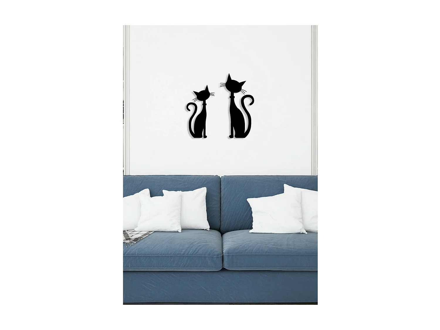 Metalen Decoratie Kat 138, Zwart, 58x0,15x59 cm, EPIKASA