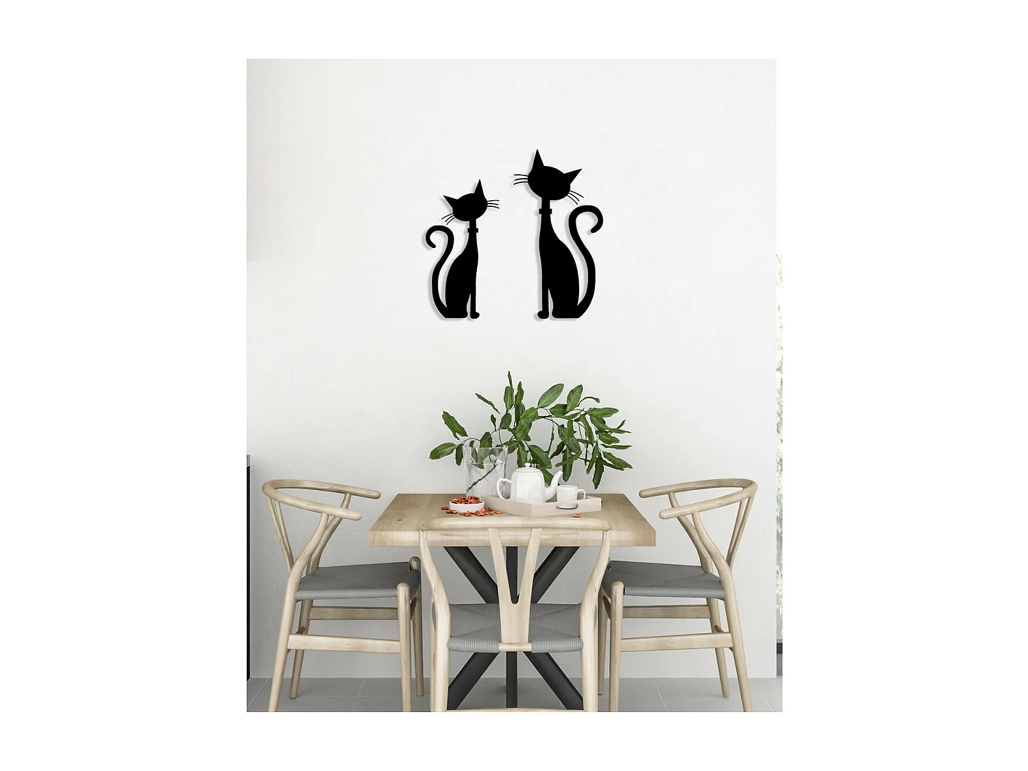 Metalen Decoratie Kat 138, Zwart, 58x0,15x59 cm, EPIKASA