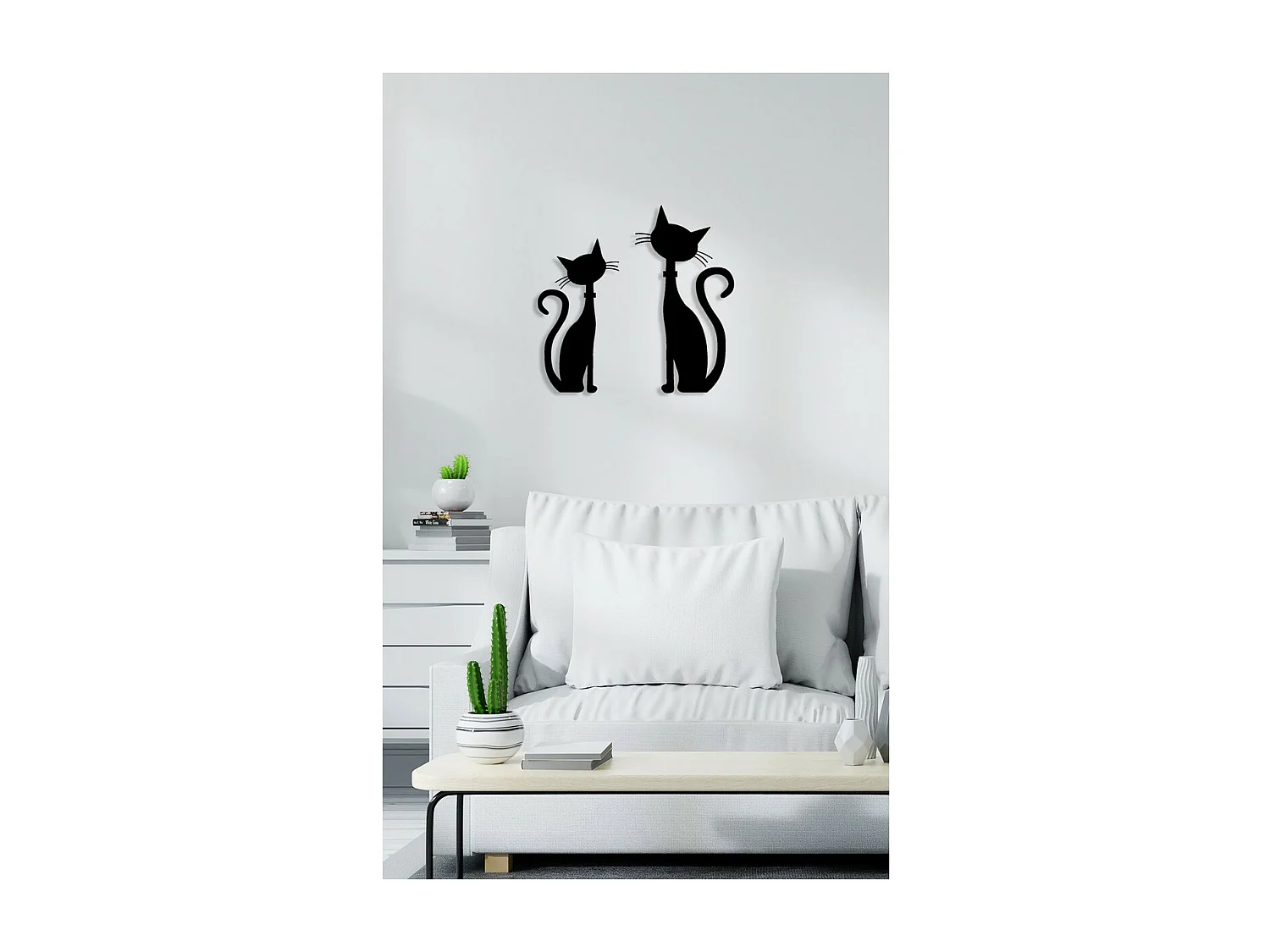 Metalen Decoratie Kat 138, Zwart, 58x0,15x59 cm, EPIKASA