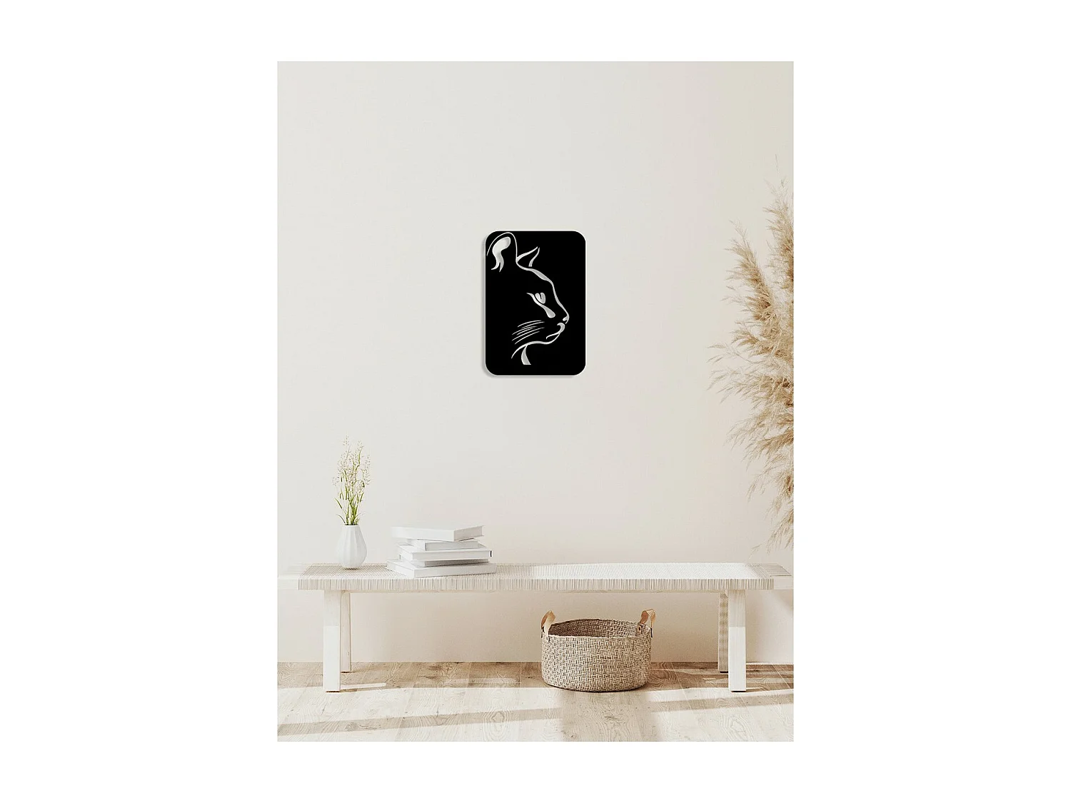 Metalen Decoratie Kat 116, Zwart, 40x0,15x58 cm, EPIKASA