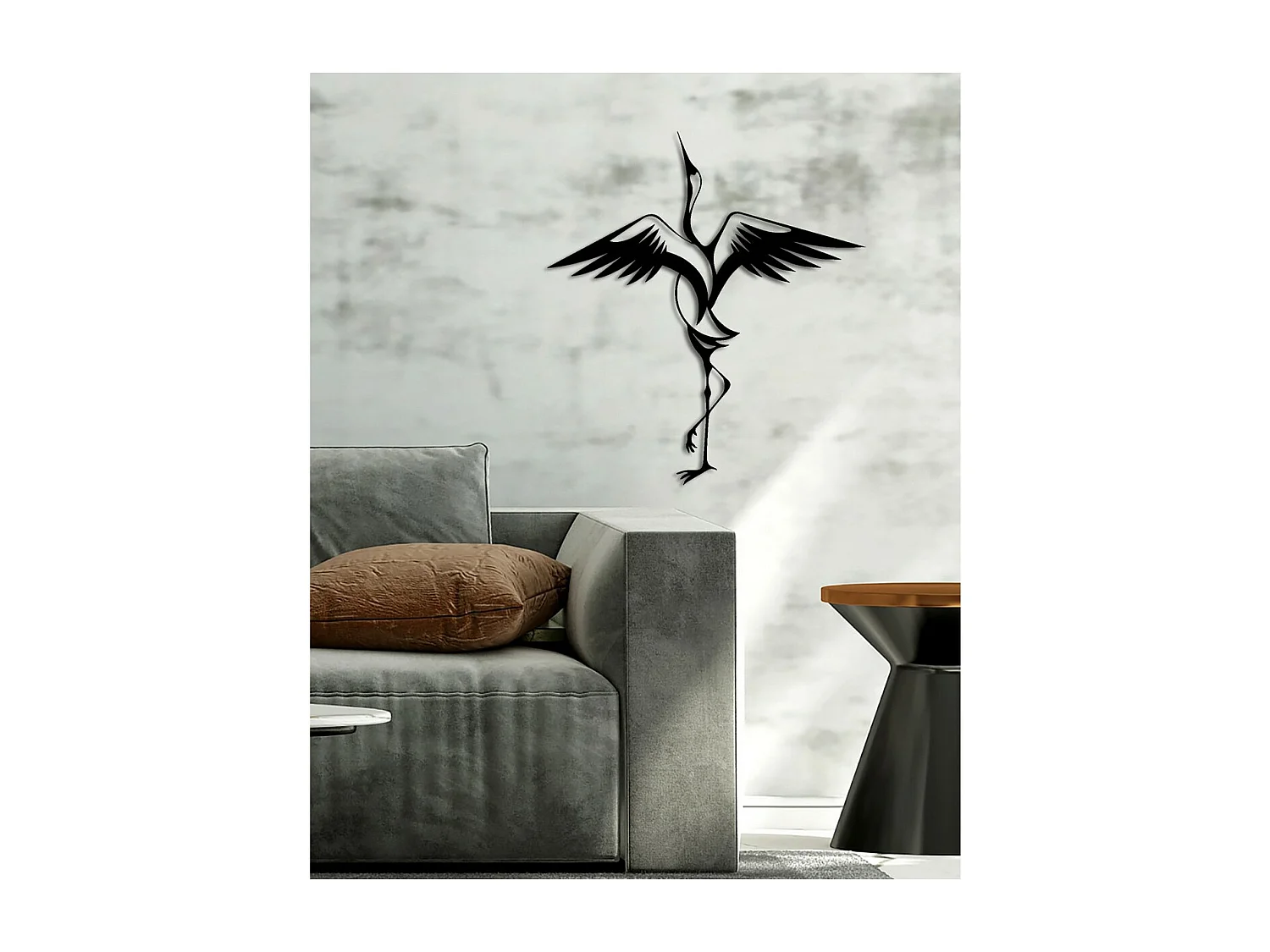 Décoration en Métal Oiseaux 14, Noir, 45x0,15x50 cm, EPIKASA