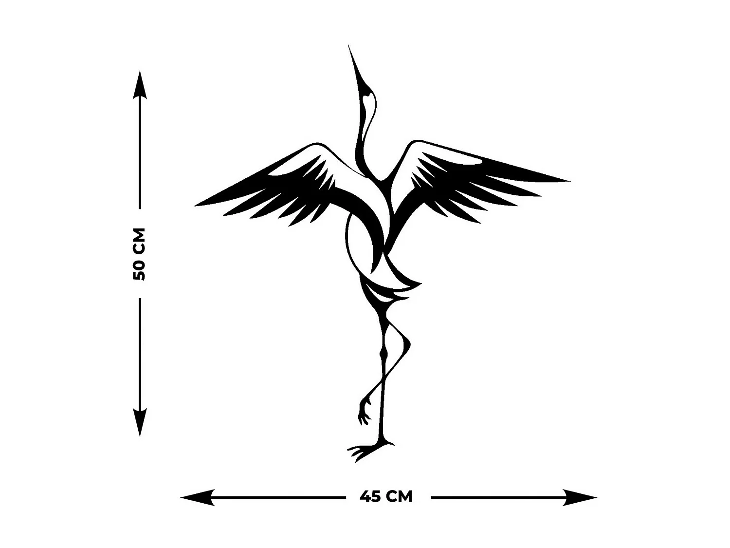 Décoration en Métal Oiseaux 14, Noir, 45x0,15x50 cm, EPIKASA