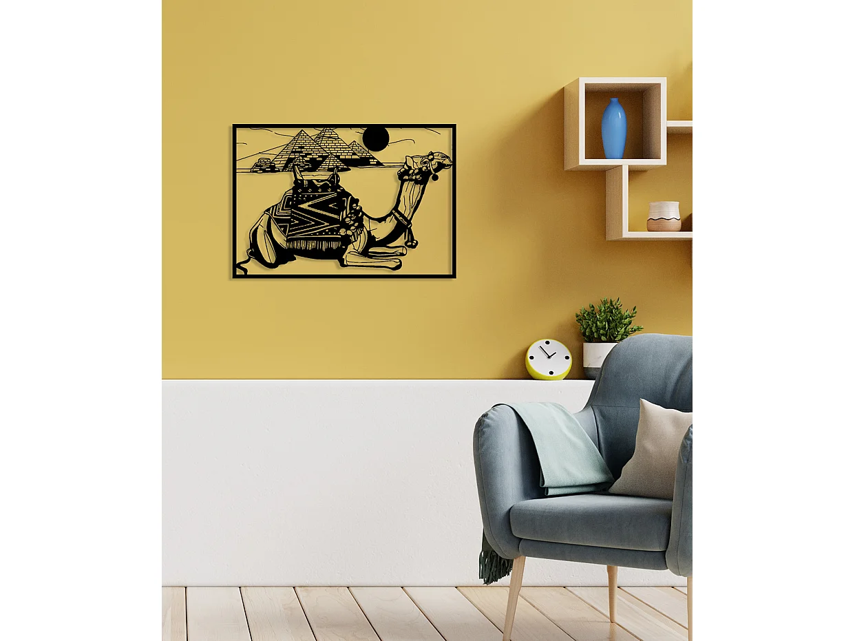 Decorazione in Metallo Cammello, Nero, 90x0,15x62 cm, EPIKASA