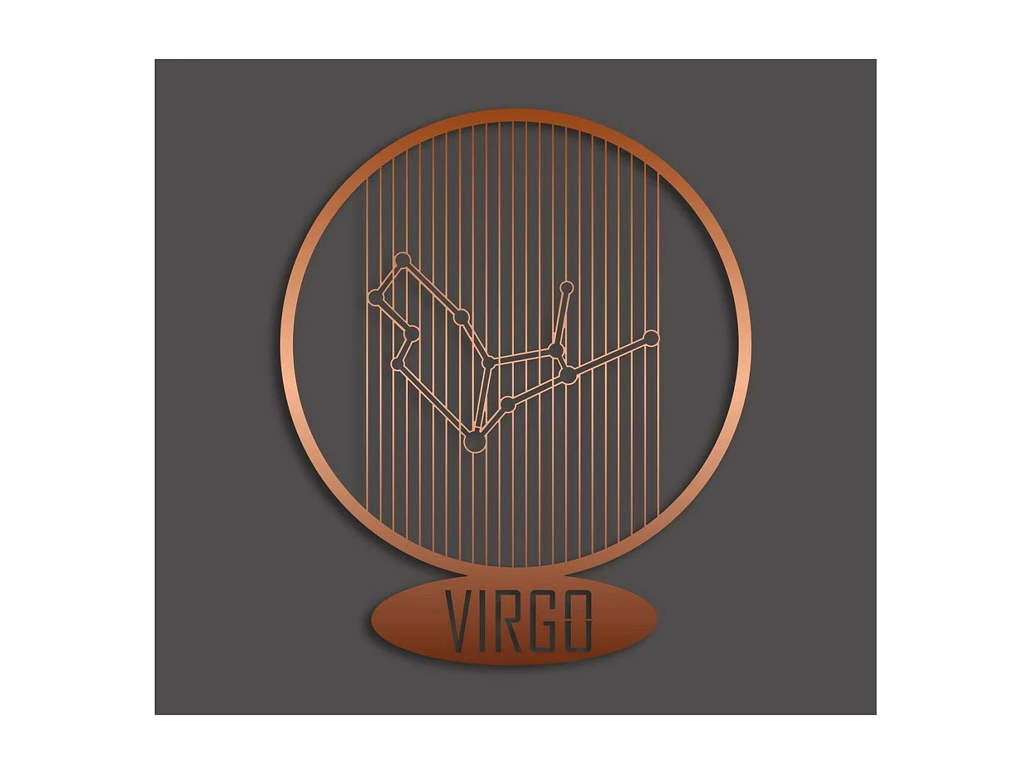 Dekoracja Metalowa Horoskop Panny 7, Miedź, 38x0,15x45 cm, EPIKASA