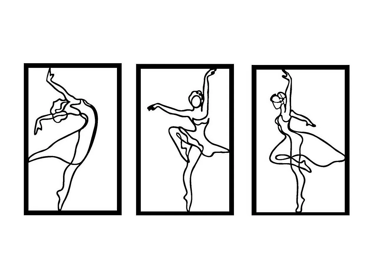 Décoration en Métal Danse, Noir, 120x0,15x62 cm, EPIKASA