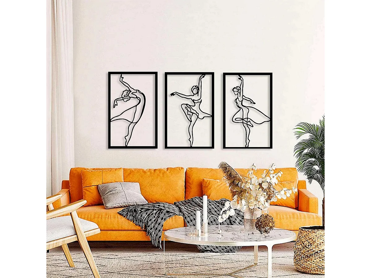 Décoration en Métal Danse, Noir, 120x0,15x62 cm, EPIKASA