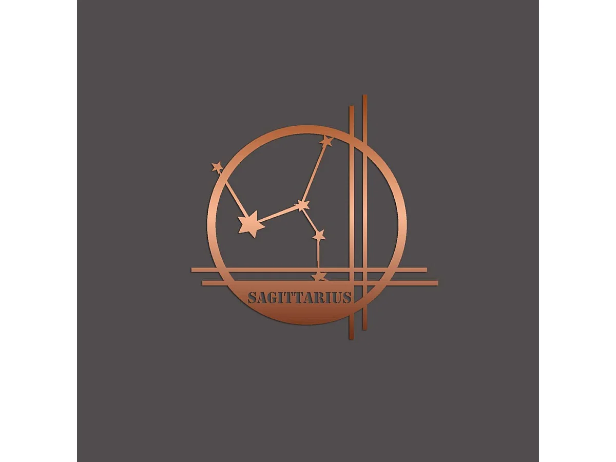 Décoration en Métal Horoscope Sagittaire 10, Cuivre, 40x0,15x40 cm cm, EPIKASA