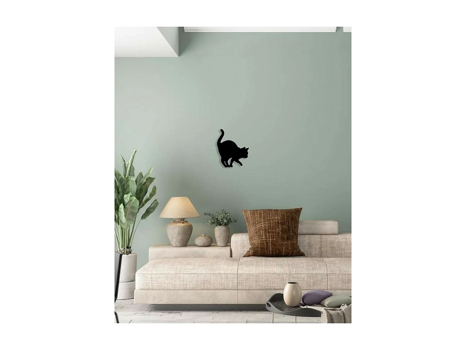 Decorazione in Metallo Gatto 98, Nero, 30x0,15x36 cm, EPIKASA