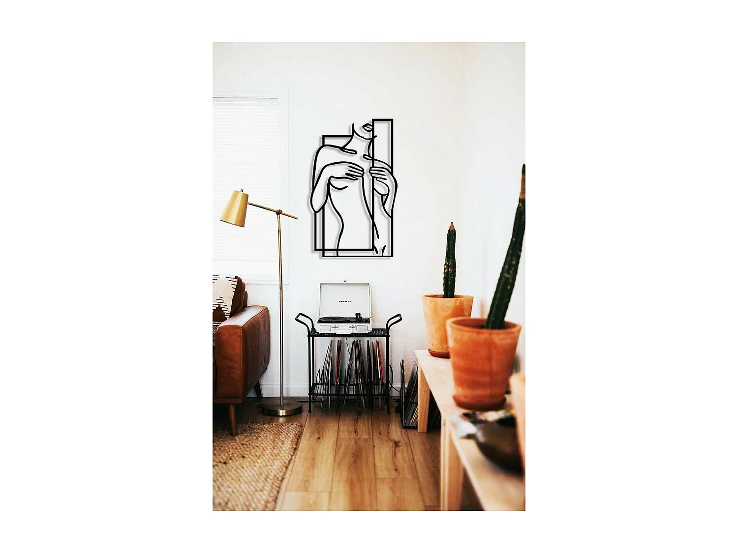 Metalen Decoratie Vrouw 25, Zwart, 40x0,15x64 cm, EPIKASA