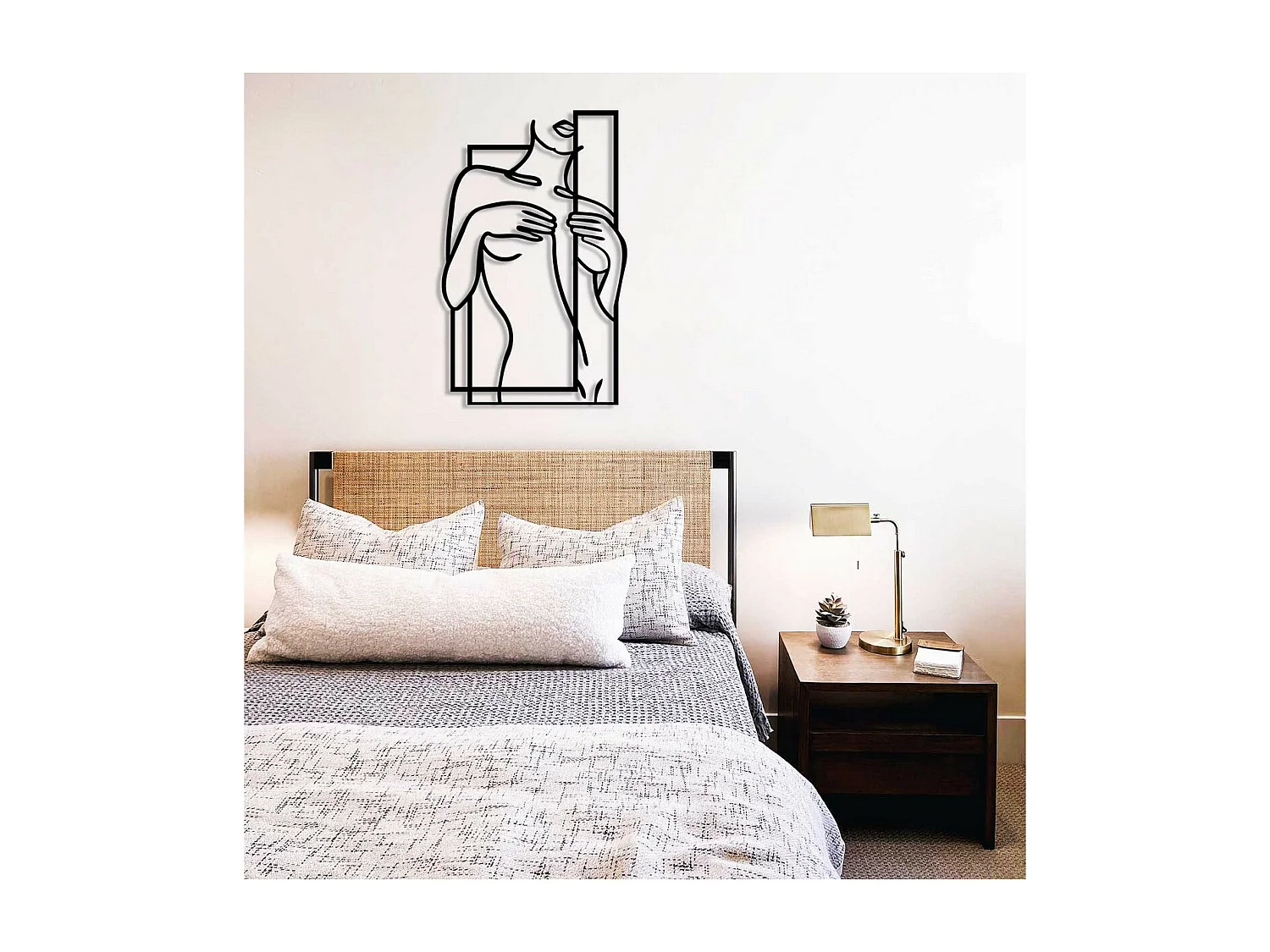 Metalen Decoratie Vrouw 25, Zwart, 40x0,15x64 cm, EPIKASA