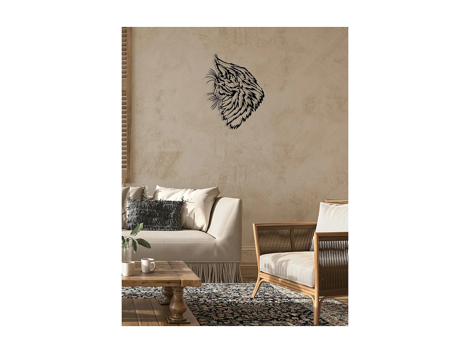 Dekoracja Metalowa Kot 6, Czarny, 47x0,15x60 cm cm, EPIKASA